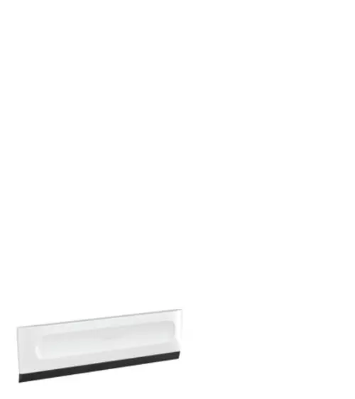 Weißer Duschabzieher von Hansgrohe mit einer glatten Oberfläche und einem gummierten Wischer, montiert an einer hellen Wand.